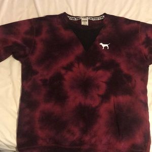 V.S PINK V-Neck Crew Sweatshirt Burgundy